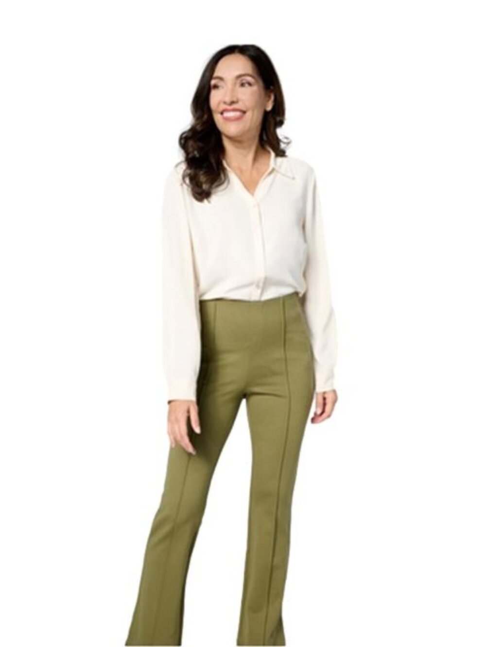 Peace Love World Petite Ponte Split Hem Pants Jungle Olive 3X